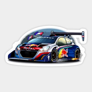 Sebastien Loeb's Peugeot 208 Pikes Peak - Illustration Sticker